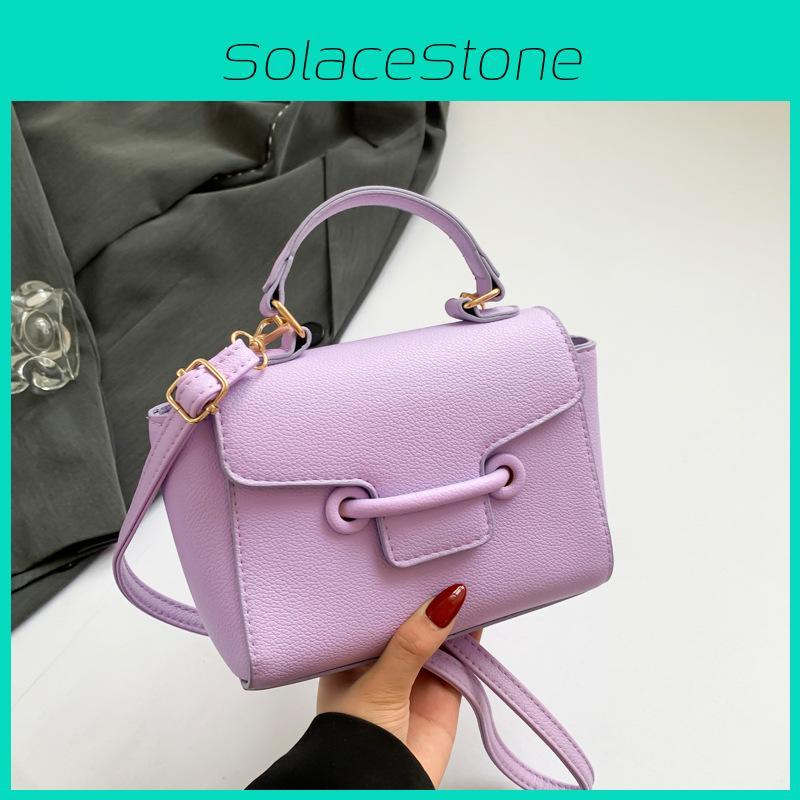 Solid Color Pu Crossbody Bag Women With Lock Closure Mobile Pocket Use Casual