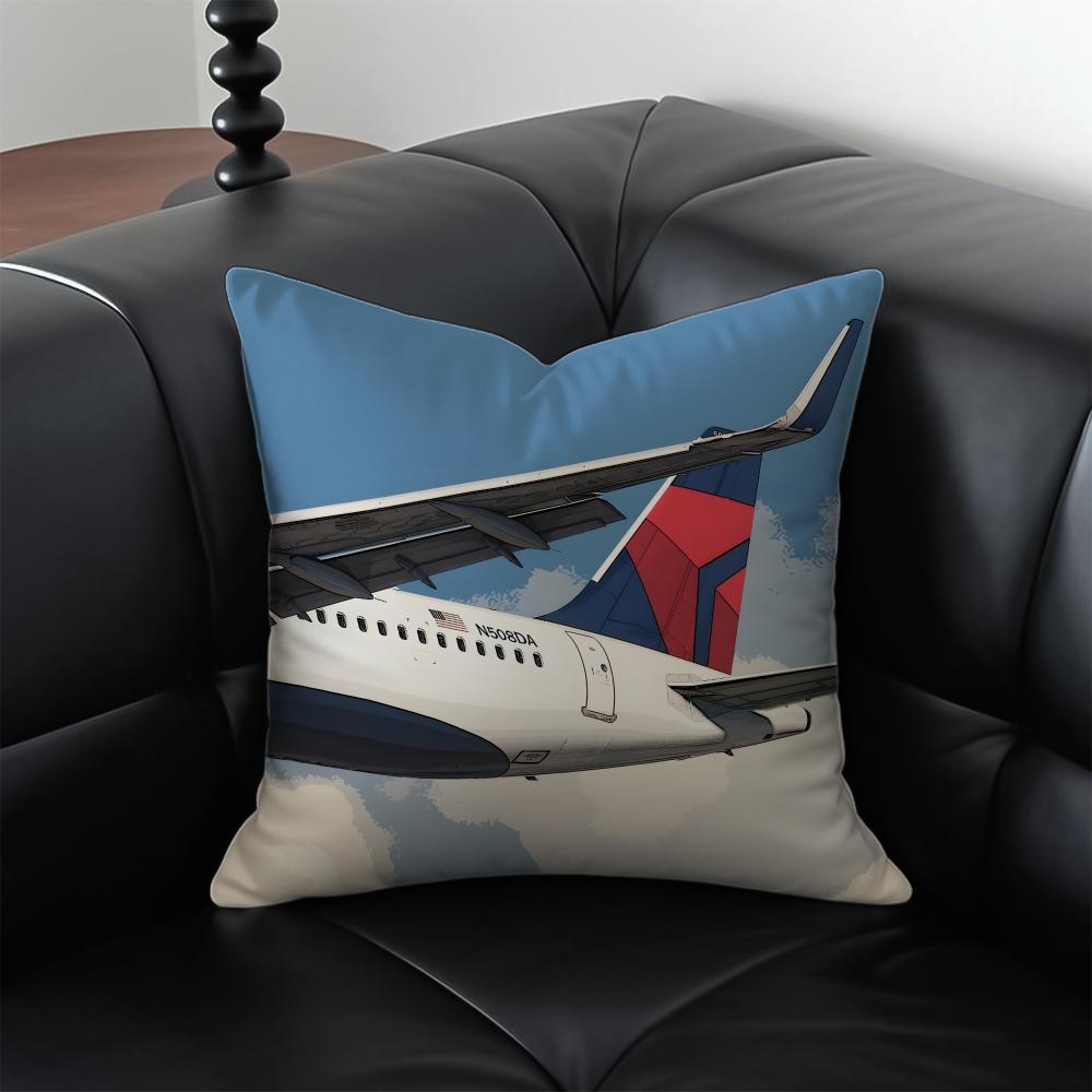 Casual Business DDelta AAirLines Cushion Cover Pillow Case Antidustmite Invisible Zipper Silky Plush Cushion