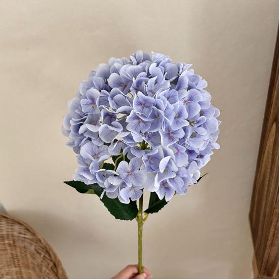 Kunstig Hortensia Blomst Realistisk Full Blomst Falsk Hortensia med Stengler Faux Silke Blomsterarrangement for Hjem Bryllup Fest Babyshower Bord