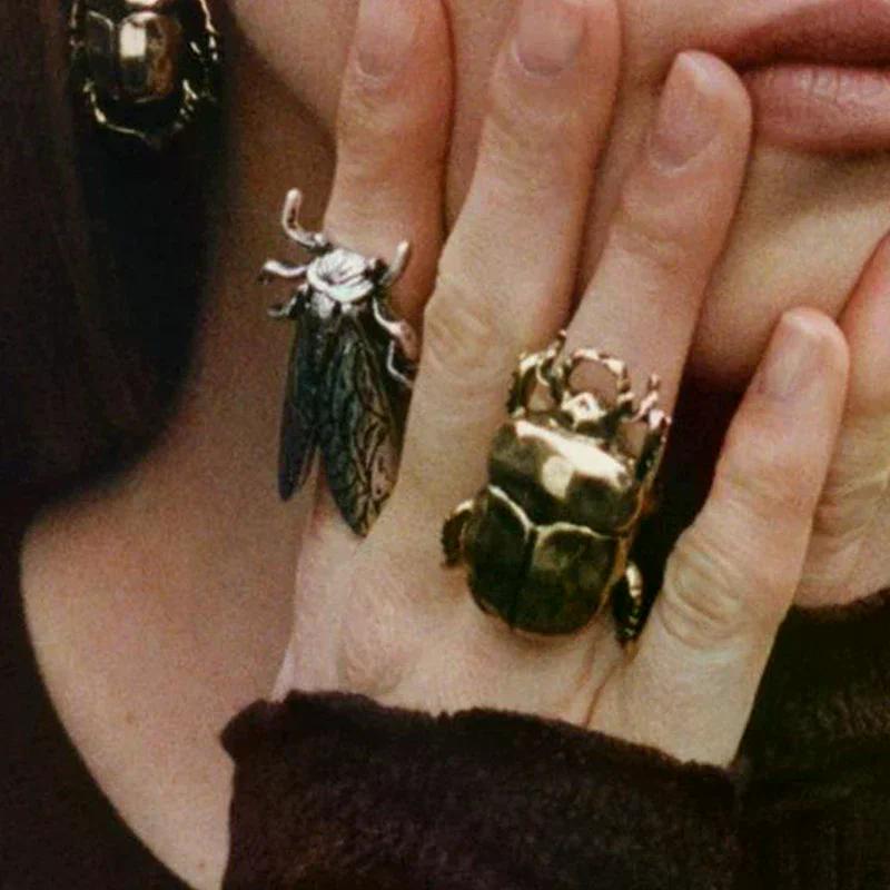 Vintage Kreativní Otevírací Prsten Cikáda Beruška Pro Muže Ženy Personalizovaný Design Hmyzu Prsten na Prst Šperkové Doplňky Dárky