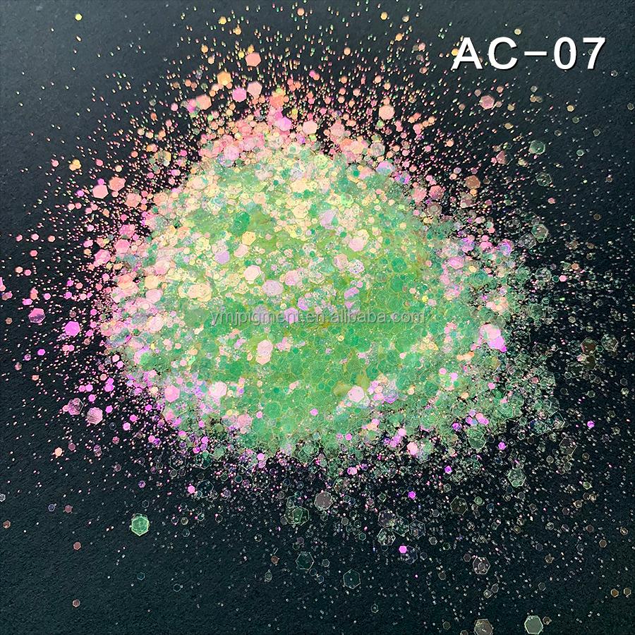 Rainbow Color Glitter Mix Iridescent Color Shifting Chunky Glitter Powder for Nail Art Tumblers Craft Slime