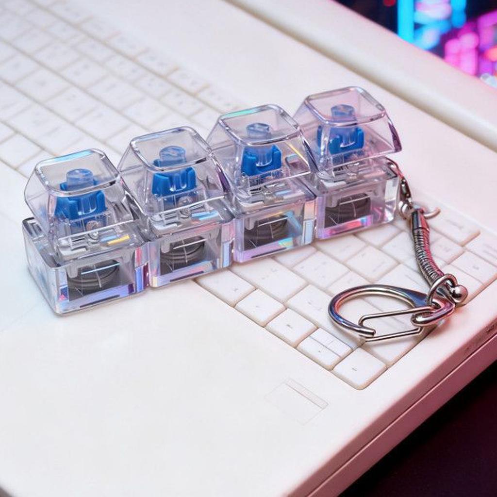 2-pack Keyboard Stress Relief Toy - 4-key Backlit Stress Relief Keyboard Keychain, Backlit Mechanical Keyboard Clicker Toy, Portable Stress Relief Toy
