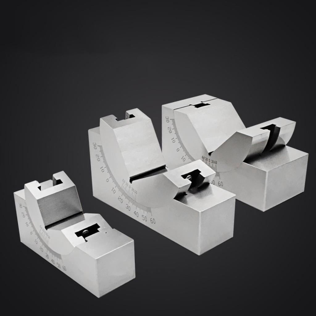 Precision Angle V Block 0 to 60 Degree Adjustable Gauge Metal Measuring Tool for Machining Work
