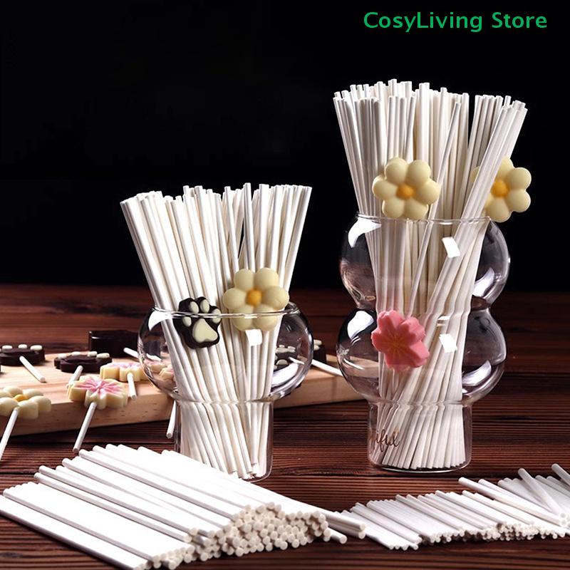 100Pcs White Plastic Lollipop Sticks Hollow Core Lollipop Sucker Sticks For Party Dining Chocolate Sugar Candy