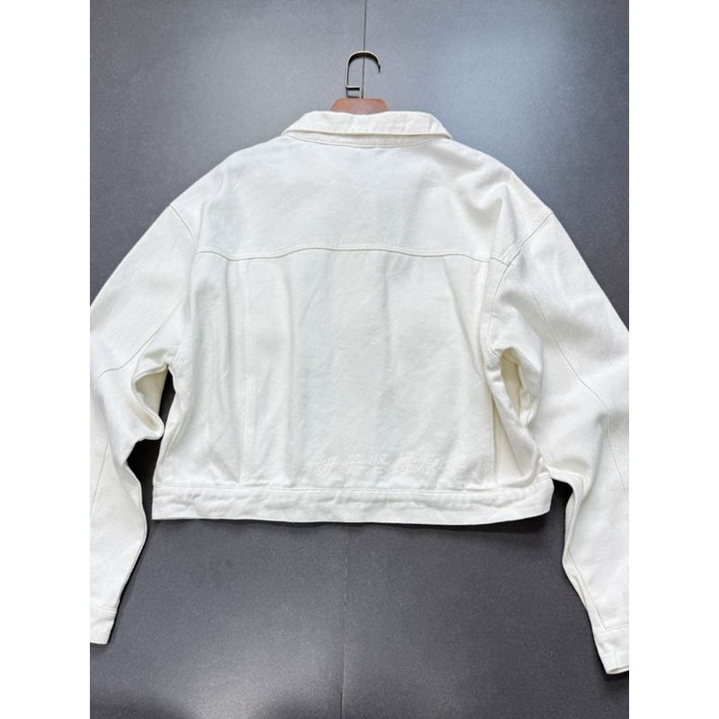 Export Single 100% Cotton White Short Denim Tooling Style Thin Coat Loose Version Boot-Cut Version Denim Jacket Coat Outwear
