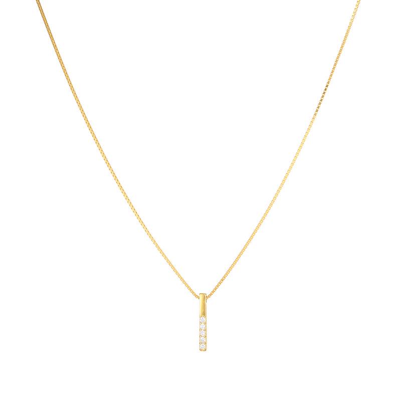 Koreanische Leichte Luxus Zirkon Anhänger Halskette: S925 Sterlingsilber Schlüsselbeinkette, Schlichtes Modedesign