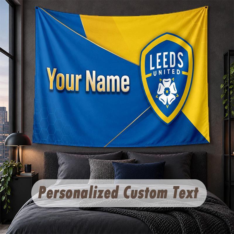 Custom Name Text Tapestry,Leeds United Decorative Wall Hanging, Background Tapestry For Home Bedroom