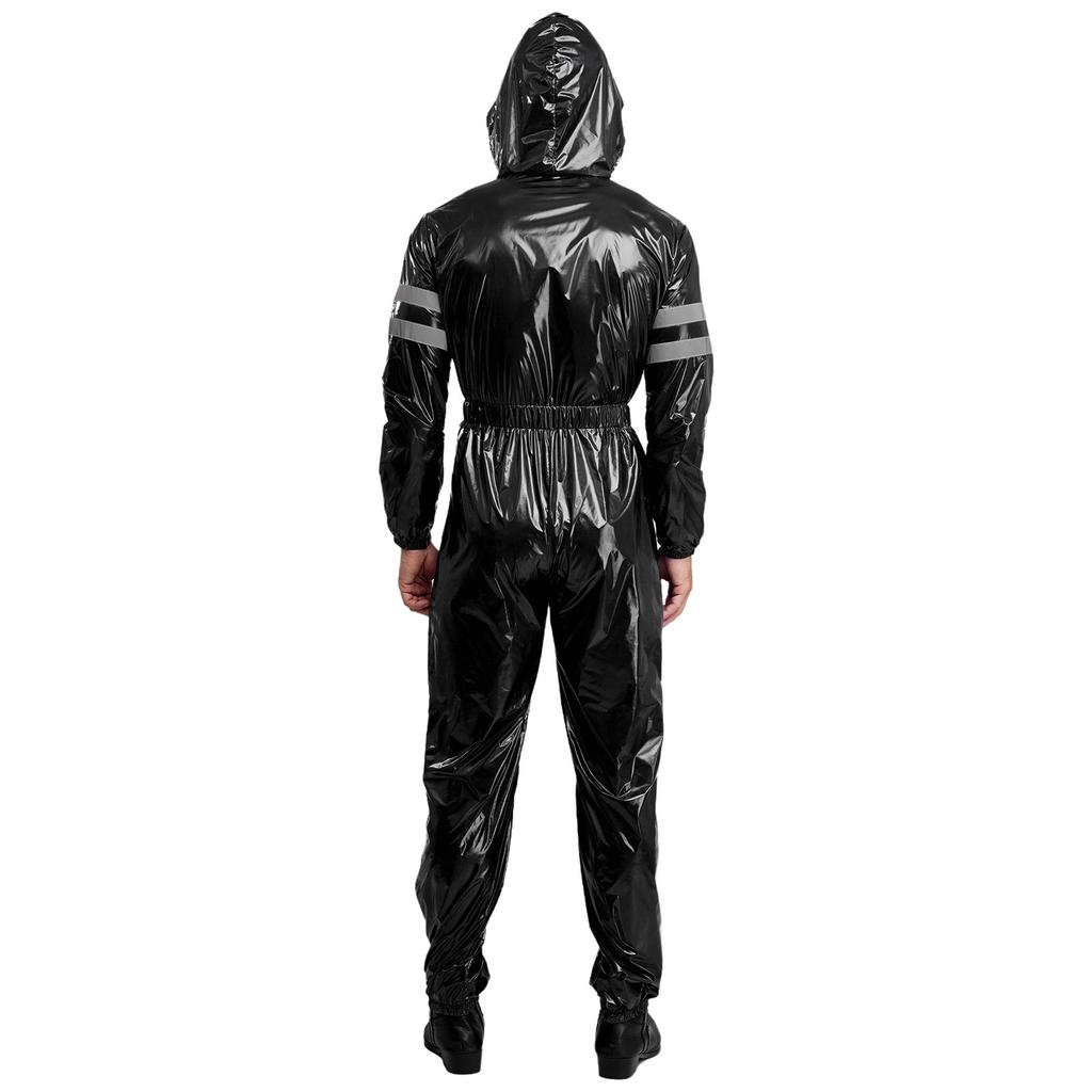 Pánské vysoce viditelné reflexní montérky, voděodolné, se zapínáním na zip vpředu, s dlouhým rukávem, elastickým pasem, s kapucí