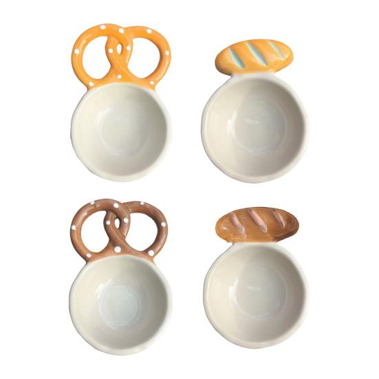 Ceramic Sauce Dishes Creative Bread Baguette Shape Dip Bowls Seasoning Dishes Food Storage Container for Home Restaurants Parties