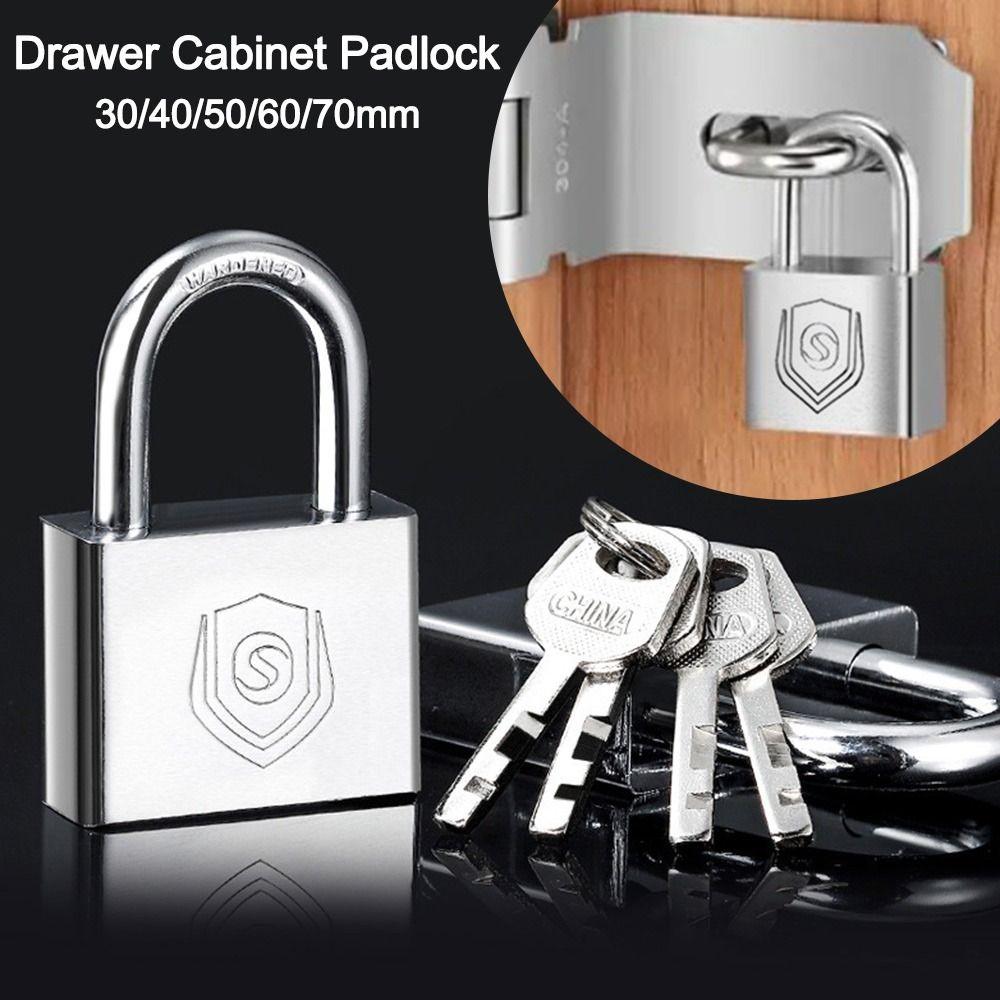 Hardened Lock Beam Drawer Cabinet Padlock Silver Dormitory Door Lock Backpack Zipper Lock  Home
