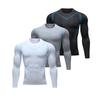 Herren Hochelastische Schnelltrocknende Kompressions-Sporttights und Langarm-Set für Basketball und Laufen.