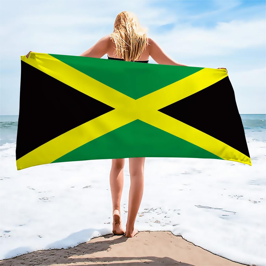 1pz Asciugamano da Spiaggia Stile Reggae Bandiera Giamaicana Assorbente Anti-Sabbia Coperta da Viaggio per le Vacanze