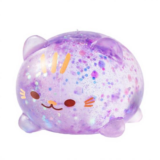 1/2/3Pcs Mini Cat Squeeze Toy Stress Relief Clear Glitter Kitten Stress Sugar Ball Sensory Toy Decompression Fidget Toy Party Favors