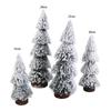 Tower Shaped Mini Snow Pine Tree Stable Mini Christmas Tree Creative Flocked Cedar Tree  Party