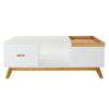 Table Basse Style Scandi Blanc - Marron Bois 120 Cm