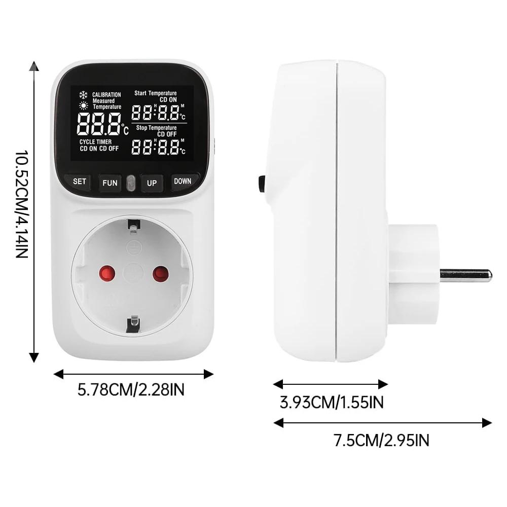 LCD Digital Backlight Thermostat Temperature Controller Socket 16A EU Plug High-Precision Socket Outlet With Timer Sensor