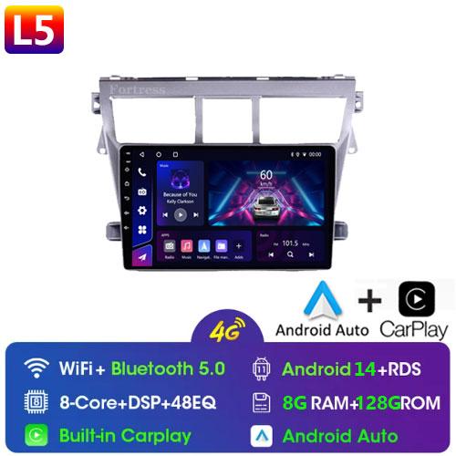 Android Auto Wireless CarPlay For Toyota Vios Yaris 2007 - 2012 Car Radio 2 Din BT Navigation GPS Multimedia Player Stereo