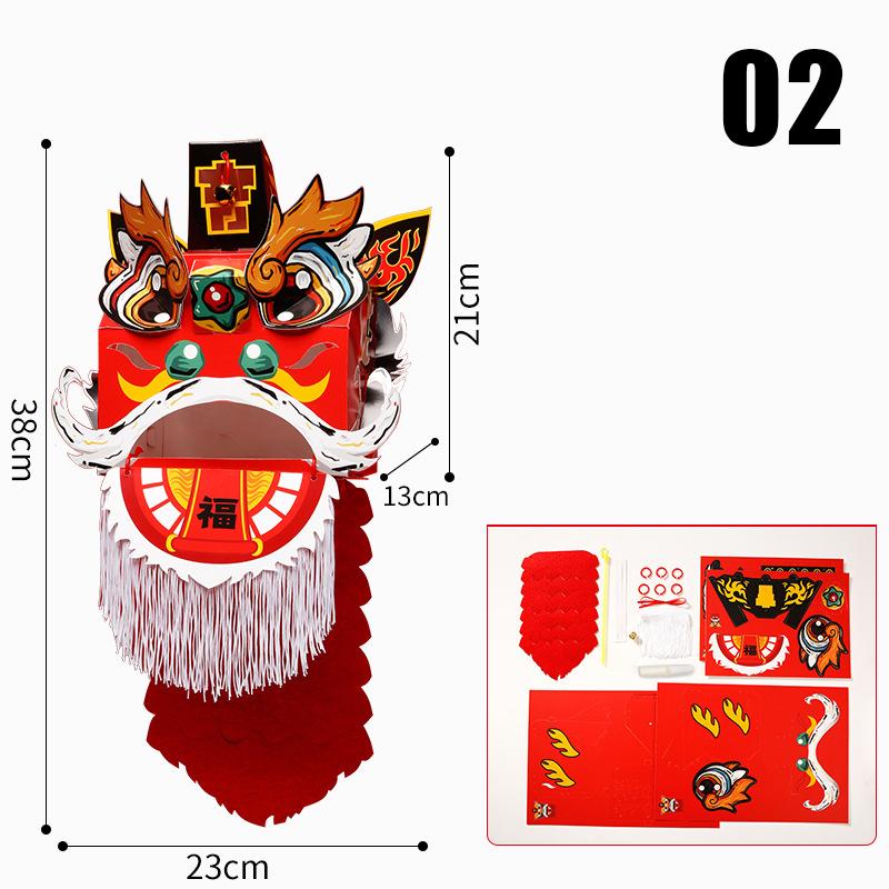 China Löwe Drachenboot Tanz Laterne DIY Bastelmaterial Unfertige Löwentanz Kopfbedeckung Neujahr Mondfest Dekoration