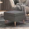 Day and Night - Day and Night Stool with Wooden Legs Upholstered In Light Gray Fabric