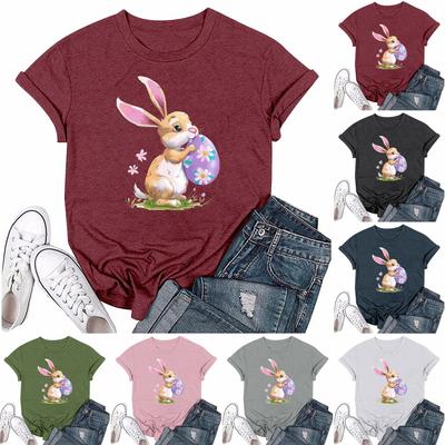 Women's Fashion Printed Round Neck Short Sleeved Casual T-shirt Top