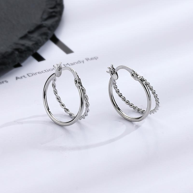 Women's retro earrings fashion temperament human stud earrings Internet celebrity simple personality earrings Double large circle earrings