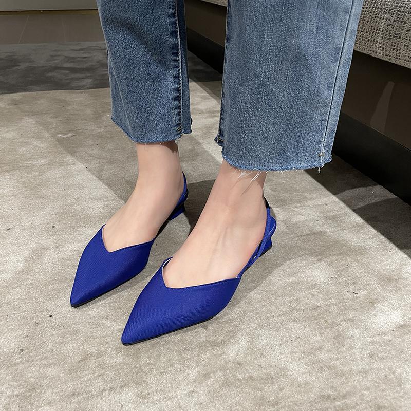 Fashion Women's New 2025 Summer Simple Pointed-Toe Stilettos High-Heeled Thin Strap Fashion Single Shoes Microfiber Lining Rubber Outsol
