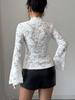 Spring Autumn Ladies White Sexy Luxury Lace Slim Top Fashion Daily Basic Office Lady Casual Slim Fit Ladies Elegant Women Long Sleeve Top