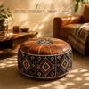 PU Leather Ottoman Pouf Fillable Design Round Pouf Cover New Floor Seat Cushion  Home Use