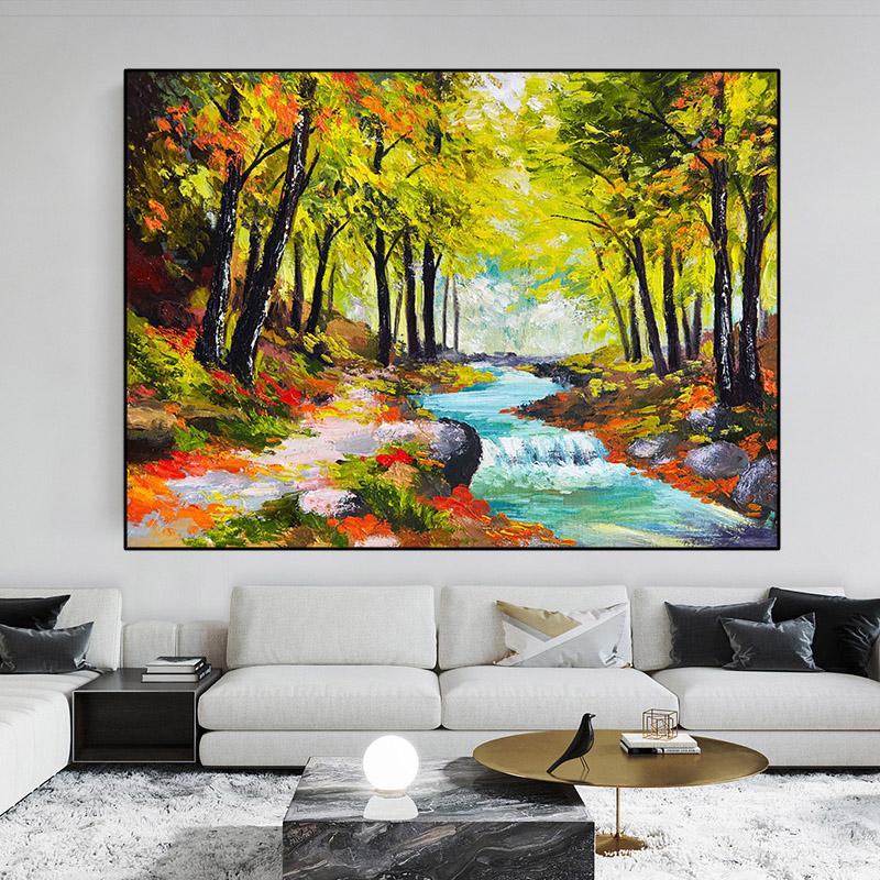 Abstract Landscape Maple In Autumn Forest Tree Leaf Oil Canvas Painting Posters And Prints Wall Art Pictures Home Decor No Frame