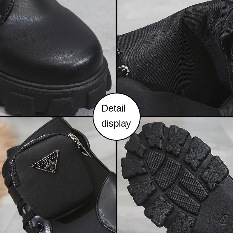 Neue Botas Damen Motorrad Stiefeletten Keile Weiblich Schnürstiefel Plateaus Stiefeletten Schwarzes Leder Oxford Schuhe Damen Botas Mujer Tasche