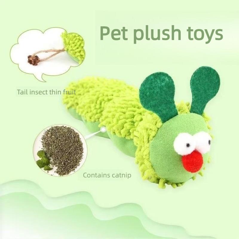 Cat Toy with Gall Caterpillar Stuffed Toy Scratch Bite Resistant Stuffed Catnip Soft Plush Material Molar Cleaning Kitten Toy