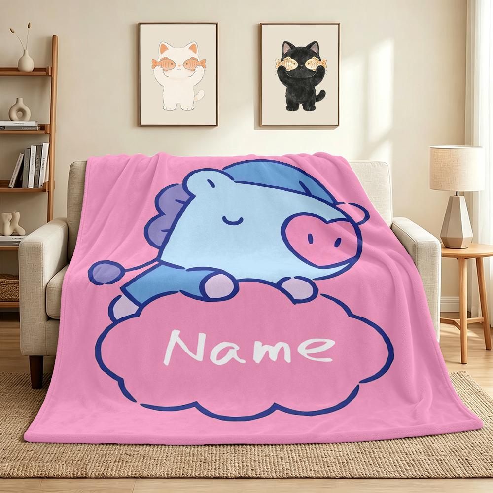 Custom Name Kawaii Friends Flannel Blanket Throw Blanket Soft Warm Sofa Bed home Decor Unique Gift