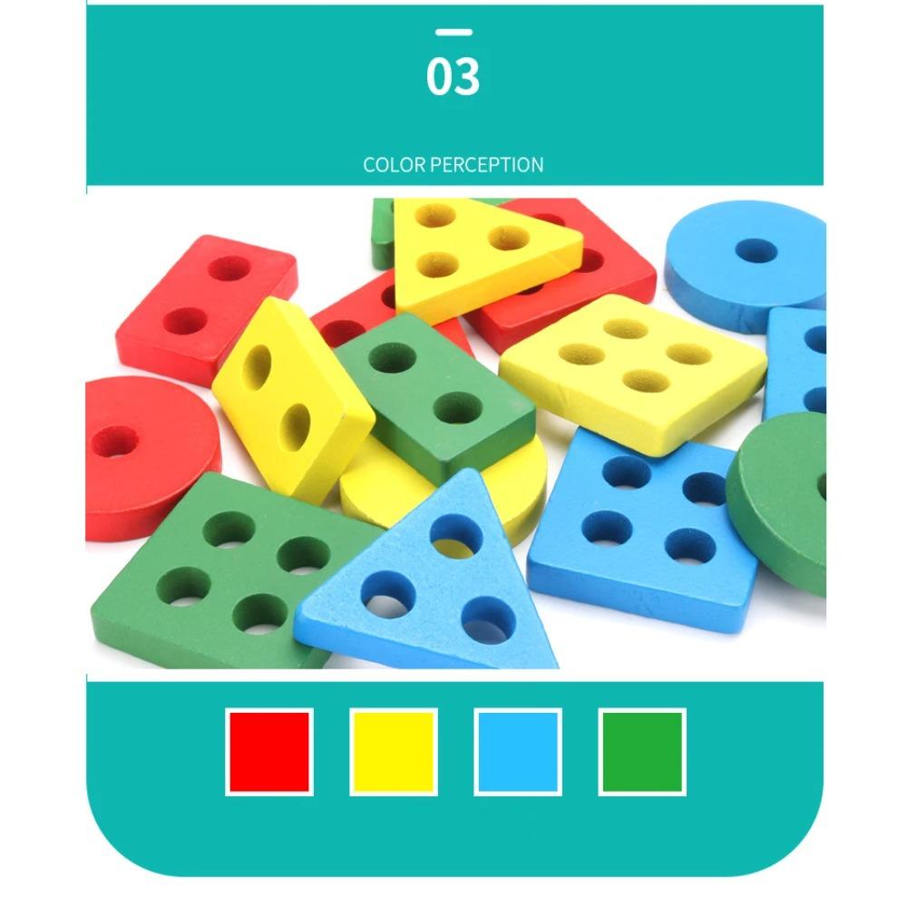 Wooden Montessori Toy Building Blocks Learning Educational Toys for Children Colorful Shapes Early Learning Kids Puzzle Toys
