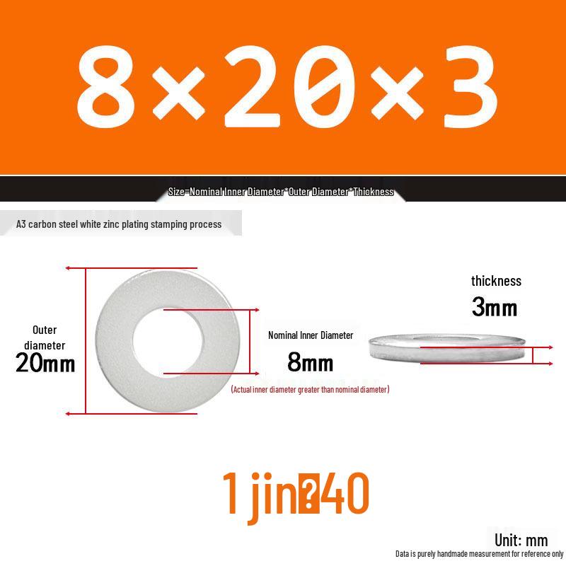 Extra Thick Galvanized Iron Flat Washer, Round, M3-M62