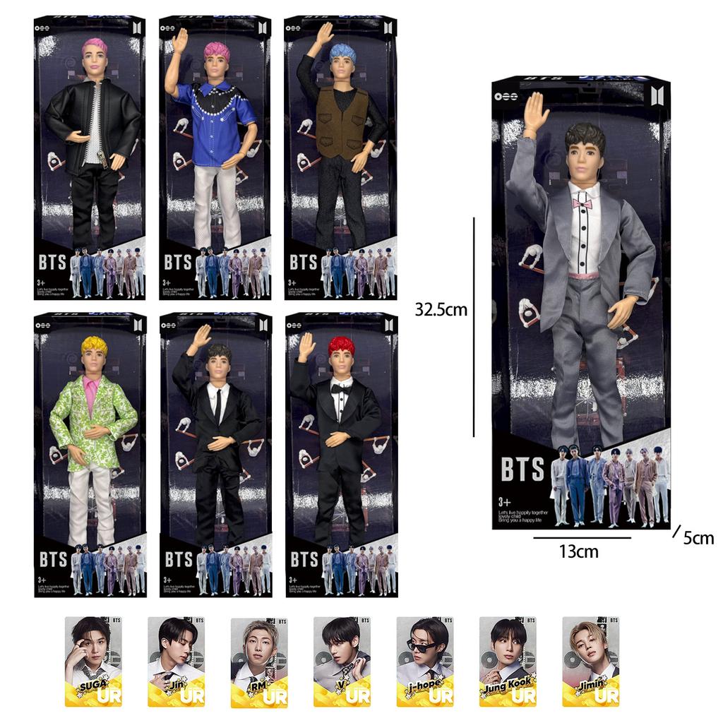 BTS 12" Articulated Body Action Figure with Card, Collectible Doll, Realistic Man Barbie Toy