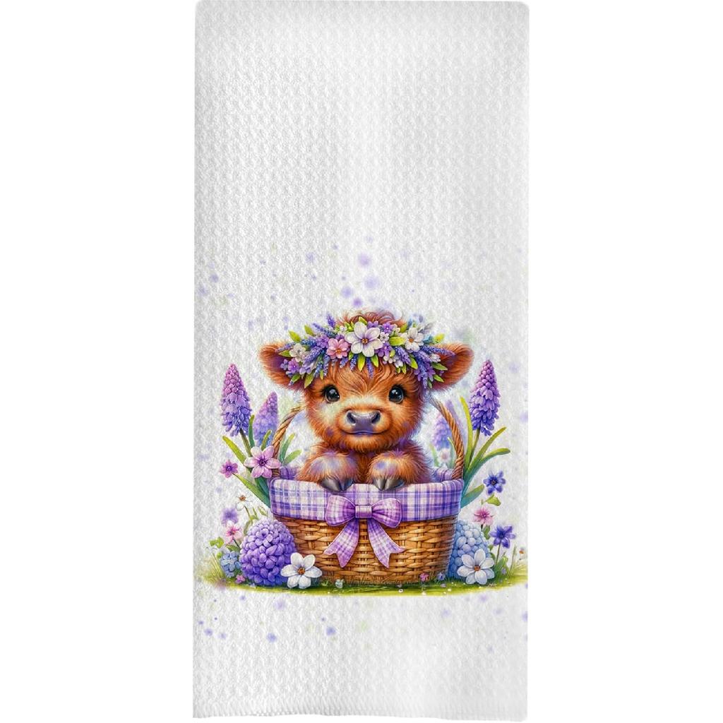 Highland Cow Bathroom Kitchen Towels - Hello Sweet Cheeks Western Bathroom Kitchen Decor,Farmhouse Western Cow Decorative Hand Towels 16x24, Funny