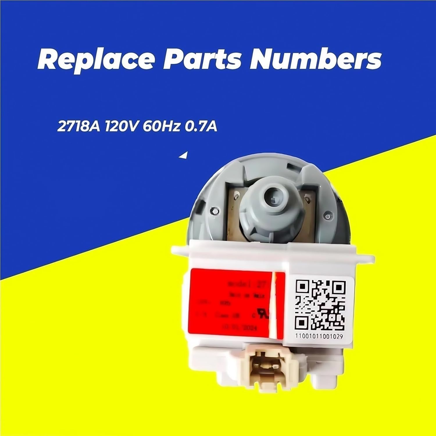 

Dishwasher Drain Pump 2718A 11001011001029 60Hz 0.7A, Compatible for MIDEA/Whirlpool(WDF550SAHS), Compatible for GE(MBF420SGPWW,GBF532SGPWW)