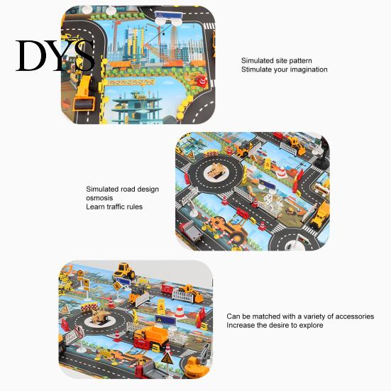 Model Decor Game Mat Identify Ability Vivid Fabric Urban Construction Engineering Small Map Toy for Kids Road Sign