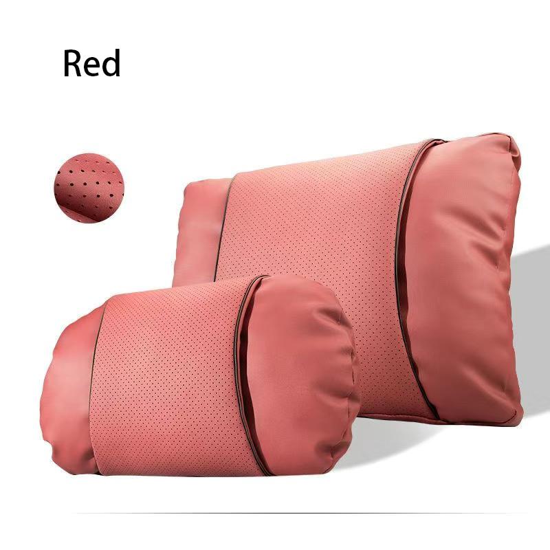 1/2PCS New Car Seats with Nappa Leather Headrests, Breathable Waist Cushions, Neck Pillows, and General Motors Neck Pillows