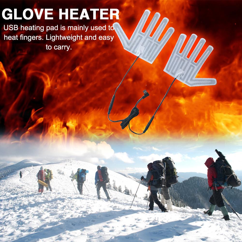 1 Set Winter USB Heating Gloves Pads Portable Heated Gloves Pad Heater Warmer Heated Mitten Sheet Ski Cycling Gloves Heating Pad