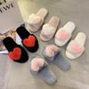 2020 New Autumn and Winter Slippers Light Mouth Flat Heel Flat Bottom Daily Home Plush Cotton Slippers Love One Word Hair Drag