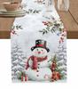 Natale Abete Argentato Foglie Fiocchi di Neve Grana Legno Lino Runner da Tavola Decorazione Cucina Runner da Tavola Forniture per Feste