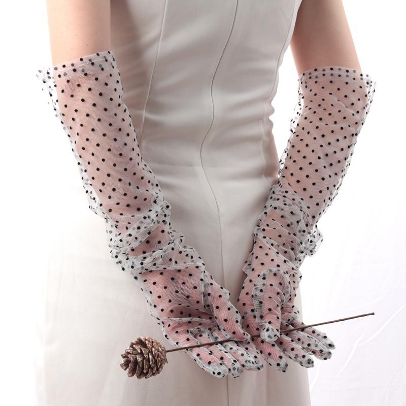 

1pair Ladies Sexy Lace Mesh Polka Dot Breathable Arm Sleeves,Suitable for Ball,Parties, Nightclub,Wedding Decorating Daily Wear One Size білий