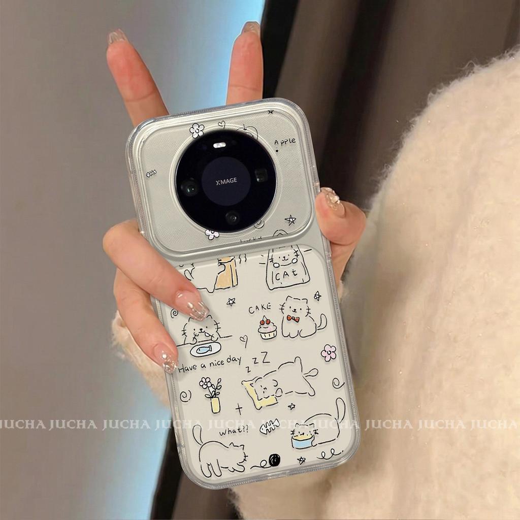 Applicable Huawei mate80promax mobile phone case cartoon fun 60por personalized fashion female convenience store cat