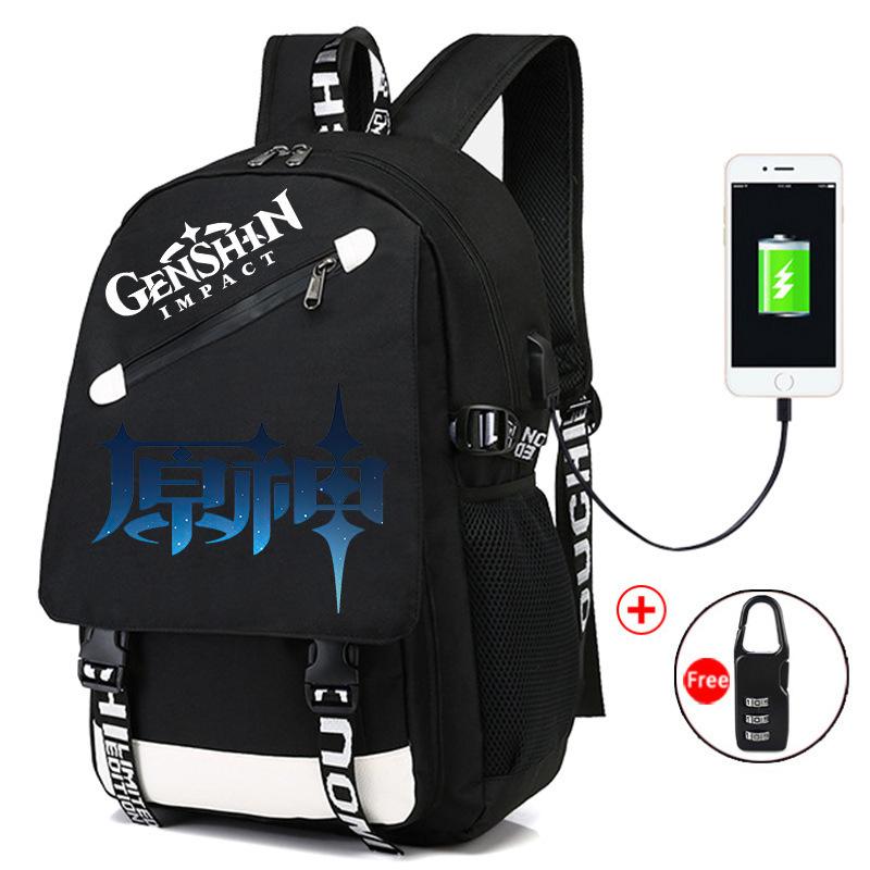Backpack Anime, Genshin Surrounding Large Capacity Student School Bag Outdoor Travel Bag