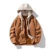 Giacca con cappuccio in pile autunnale e invernale da uomo, stile Hong Kong, finto maglione in due pezzi