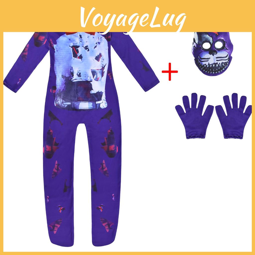 Sundrop Fnaf Toy Bear Cosplay Costume Bodysuit Jumpsuit Mask Glove For Kids' Christmas Gift