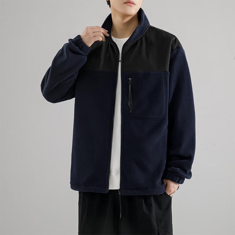 Huili Autumn/Winter American Style Color-Block Fleece Jacket