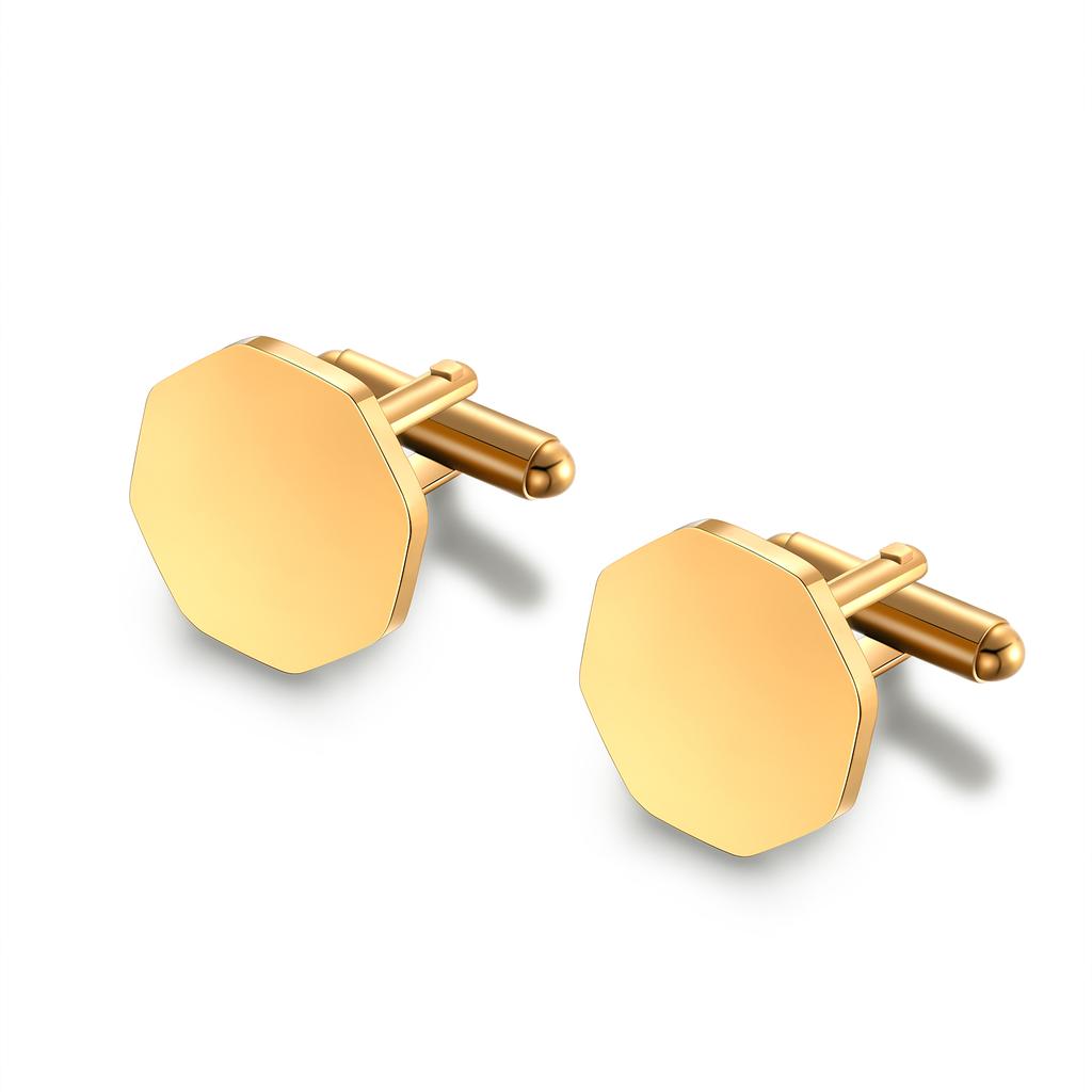 1Pair Mens Blank Round Octagon Cufflinks Stainless Steel Tuxedo Shirt Studs Cuff Link Jewelry Gift Wedding Business 15mm/18mm