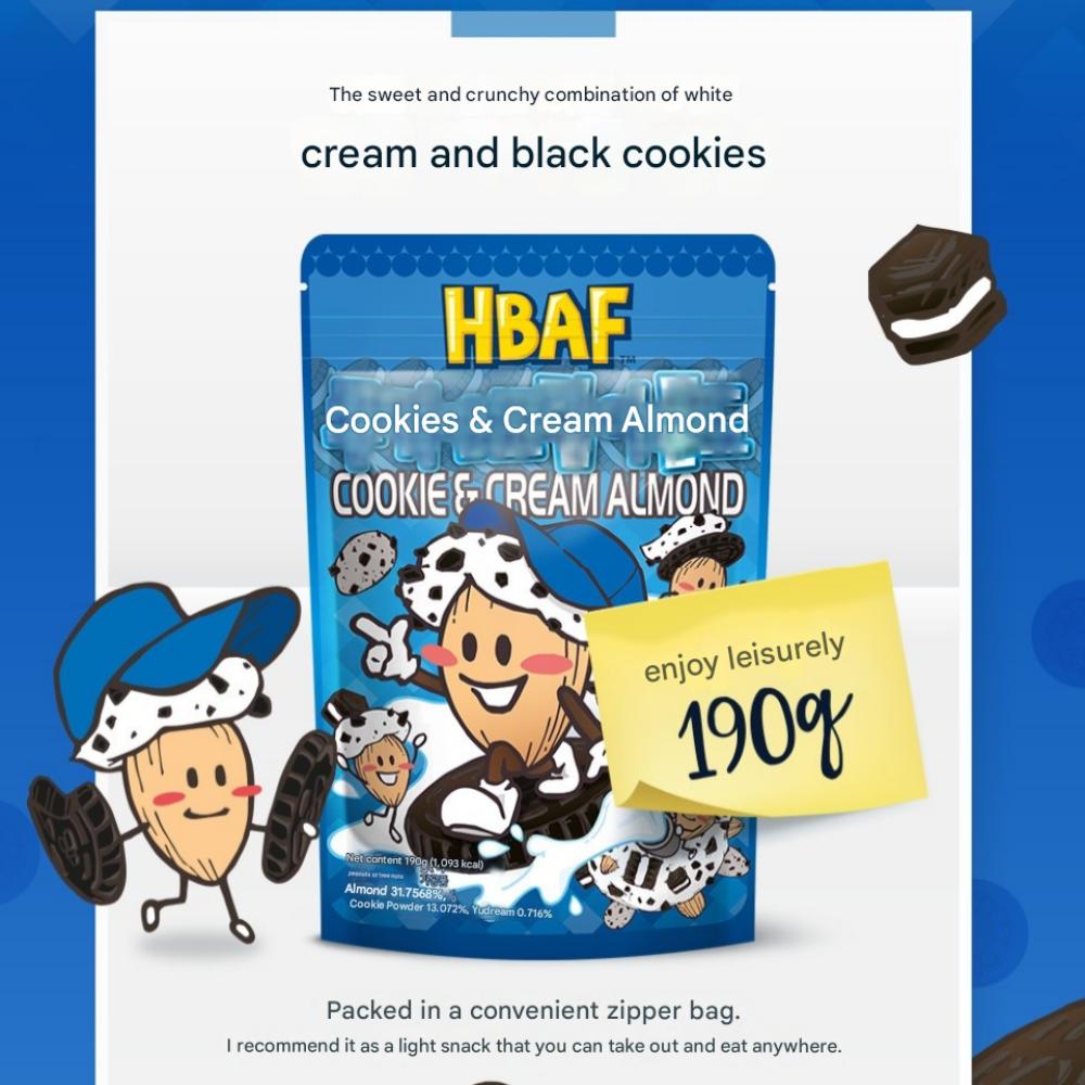HBAF Cookies & Cream Almonds, 190g * 2 Pack